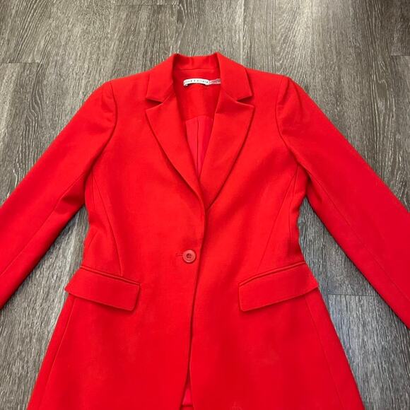 Alice + Olivia Denny Boyfriend Blazer 6 Red Single Button Tailored Jacket Suit - Picture 13 of 16